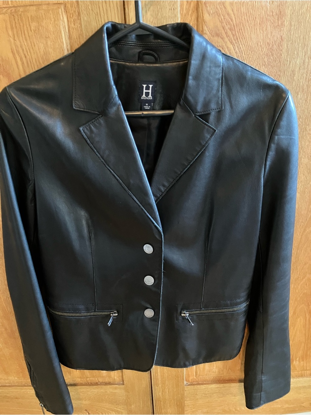 Tommy Hilfiger Black Leather Blazer Jacket